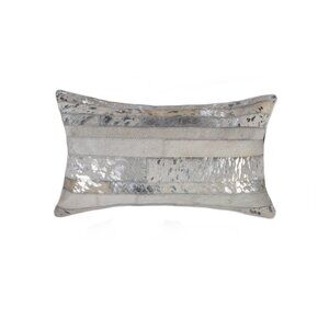 Natural Home Decor Torino Madrid Cowhide Pillow | 1-Piece | Grey & silver